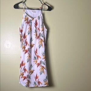 Siren Lily White Dress with Tropical Accents